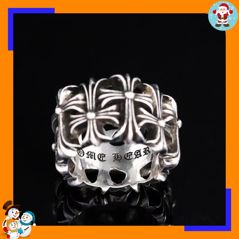 Vintage Round Burial Cross Ring Ring Ring Men's Index Finger Medieval Tail Ring Niche Domineering Men's Ring