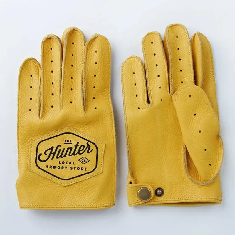 Retro Limelight Leather Motorcycle Motorcycle Gloves Outdoor Riding Full-finger and Half-finger Sports Non-slip Wear-resistant