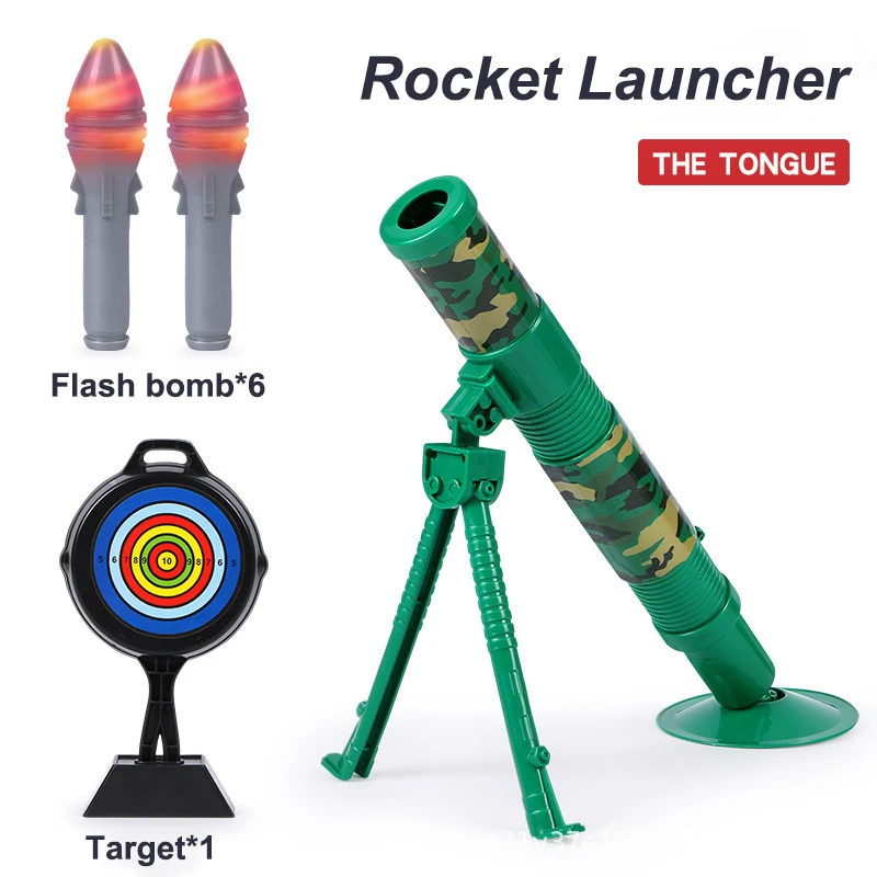 2024 New Simulation Mortar Small Children's Automatic Rocket Launcher Toy with 6 Luminous Shells Toy Gun Set Children's Gift