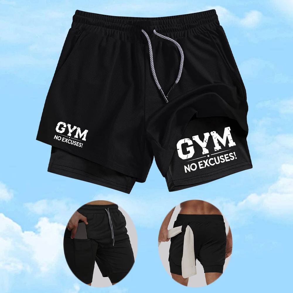 Summer Printed 2 In 1 Beach Shorts Stretchy Quick Drying Fitness Cycling Running Shorts Casual Wear Available In Multiple Colors