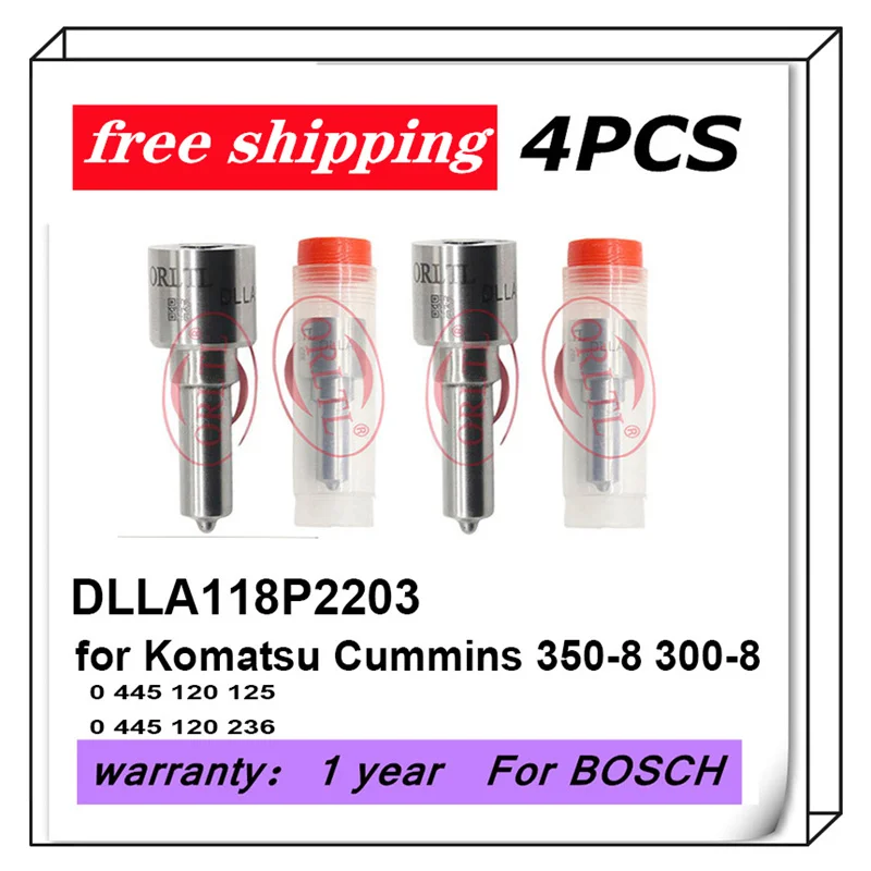 

DLLA118P2203 0 433 172 203 for Komatsu Cummins 0 445 120 125 0 445 120 236 0445120125 0445020236 Diesel Injector Nozzle 4pcs