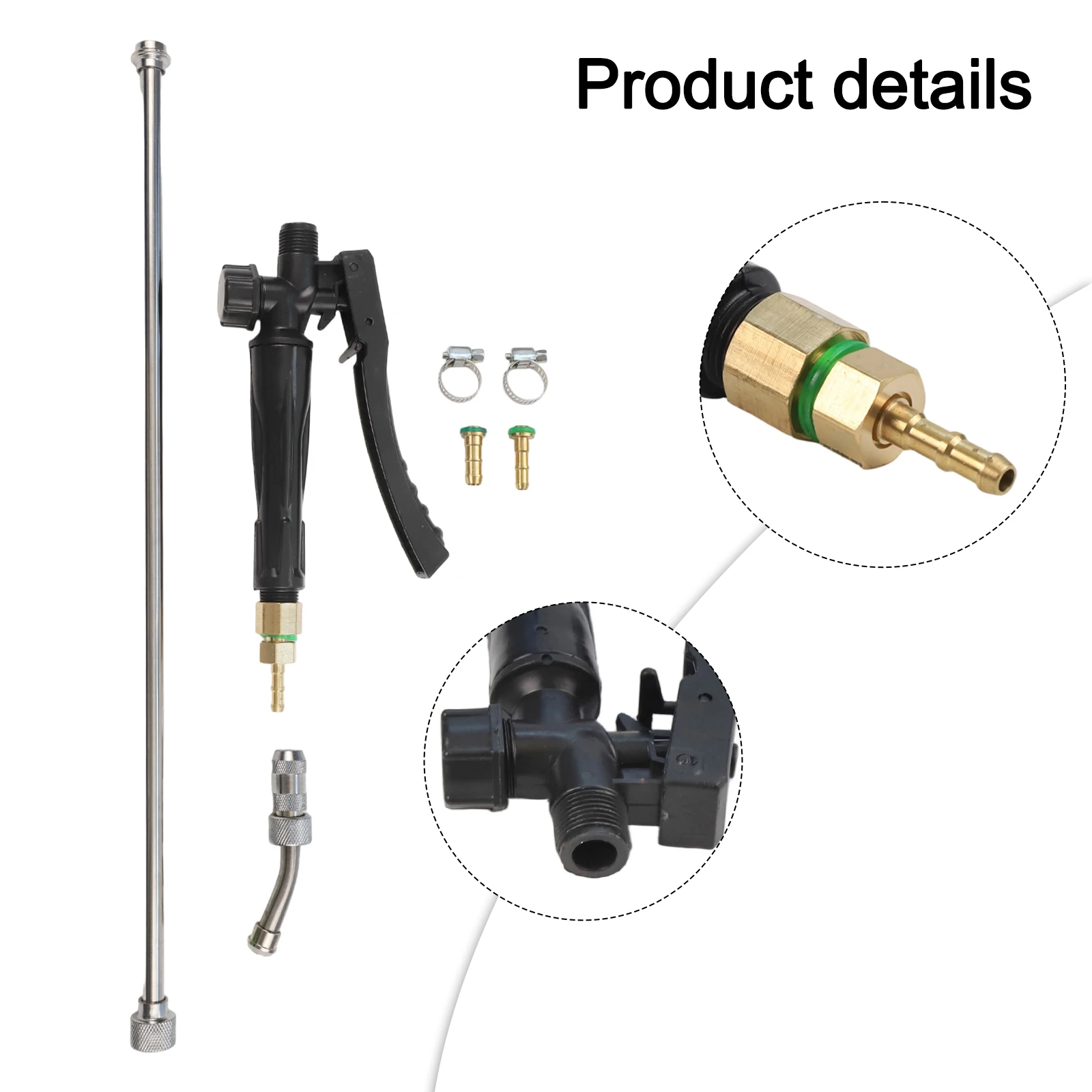 Tool Sprayer Wand Car Wash Brass Barb Metal Adjustable Nozzle Stainless Steel 3/8\\\