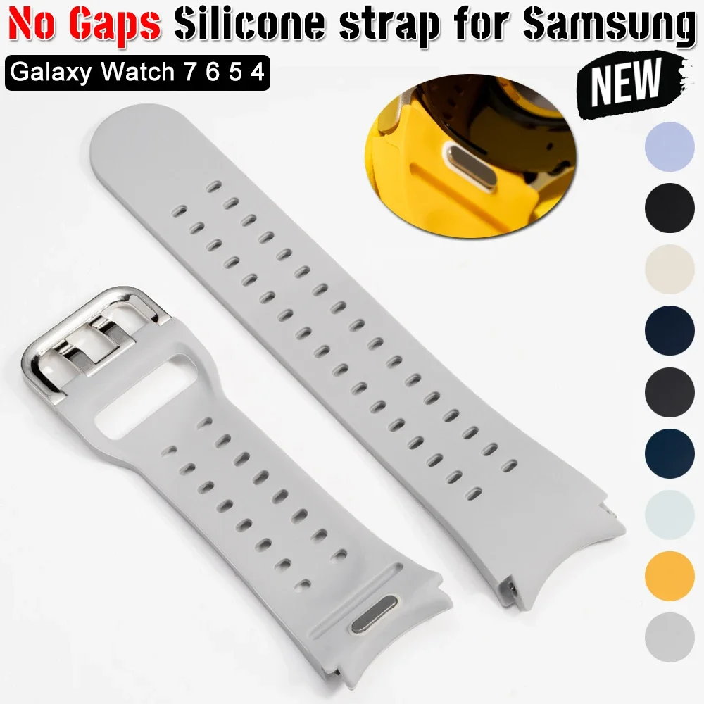 Quick Fit Silicone strap for Samsung Galaxy Watch 7 6 5 4 44/40mm No Gaps Band for Watch 6/4Classic 43 47mm 42 46mm 5 pro 45mm