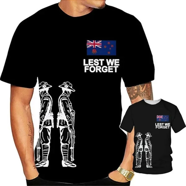 Novelty Unisex 3D Printed Fashion Anzac Australia And New Zealand Maori Manaia Poppy Fern Lest We Forget T-shirt Mens Womens