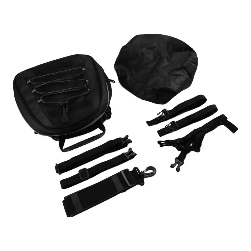 Universal Motorcycle Tail Bag Expandable 8-10L Universal Rear Luggage Storage Bag With Shoulder Straps And Rain Cover
