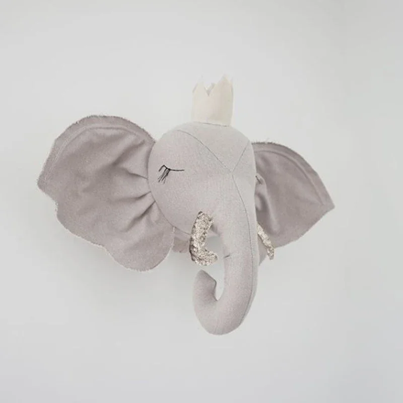 Tête d'animaux en feutre faite à la main, décor de chambre INS, jouets en peluche d'éléphant licorne, têtes d'animaux, décoration murale pour enfants, installation douce