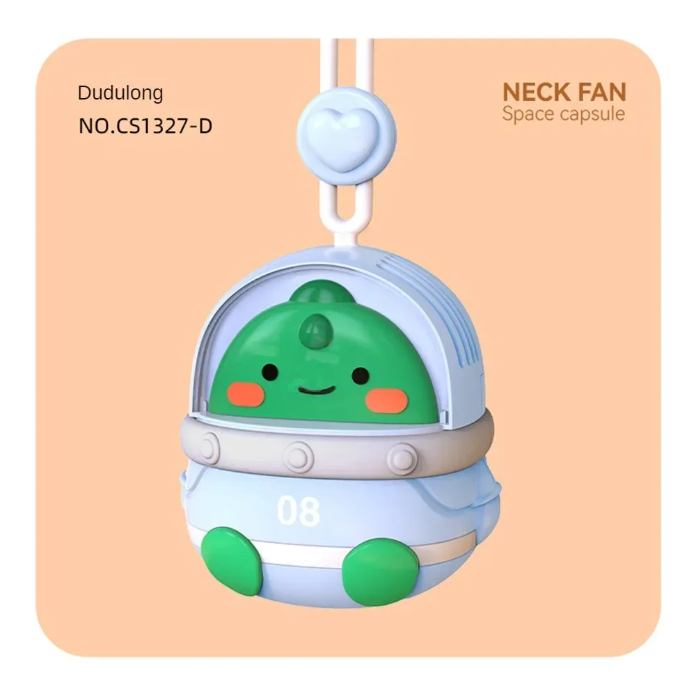 พัดลมแขวนคอสบาย USB Leafless ยางนุ่มเชือกเส้นเล็กปลั๊กและชาร์จพื้นที่รูปทรงแคปซูลเครื่องใช้ในครัวเรือนพัดลมขนาดเล็ก