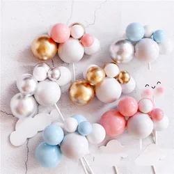 Multicolor Foam Ball Cake Topper Cloud Cake Decor Birthday Party Kids Baby Shower Dessert Baking Decoration Wedding Cake Decor