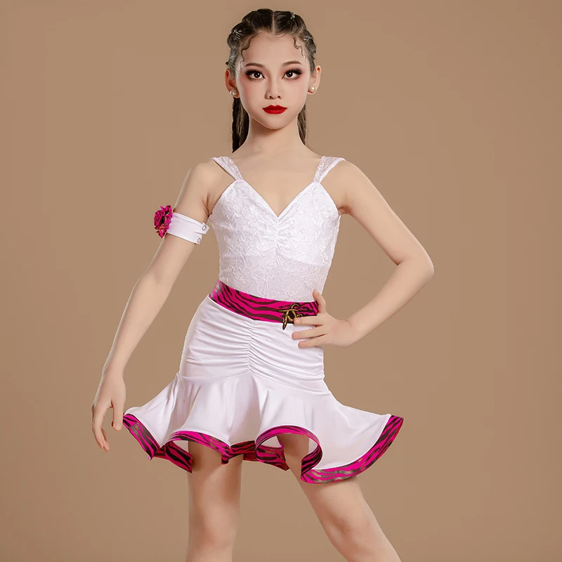 

Child National Standard Latin Dance Professional Costume Girls Latin Dance Competition Dress Kids Stage Dancing Dresses SL12344