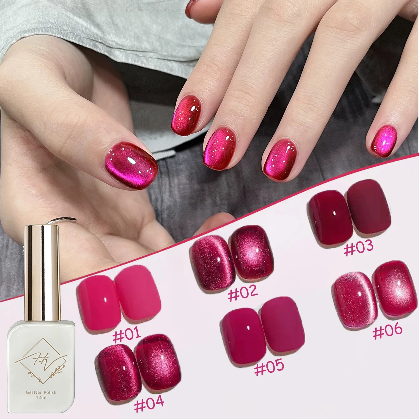 ZH 12ML Hot Girls Dragon Fruit Cat Eye Glue White Gel Nail Polish in Summer 2026 New Fashion Color Nail Art