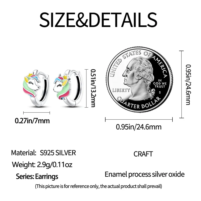 Romantic Heart Shapen Girl Earrings 925 Silver Rainbow Heart Hoop Earring Silver Jewelry Gift