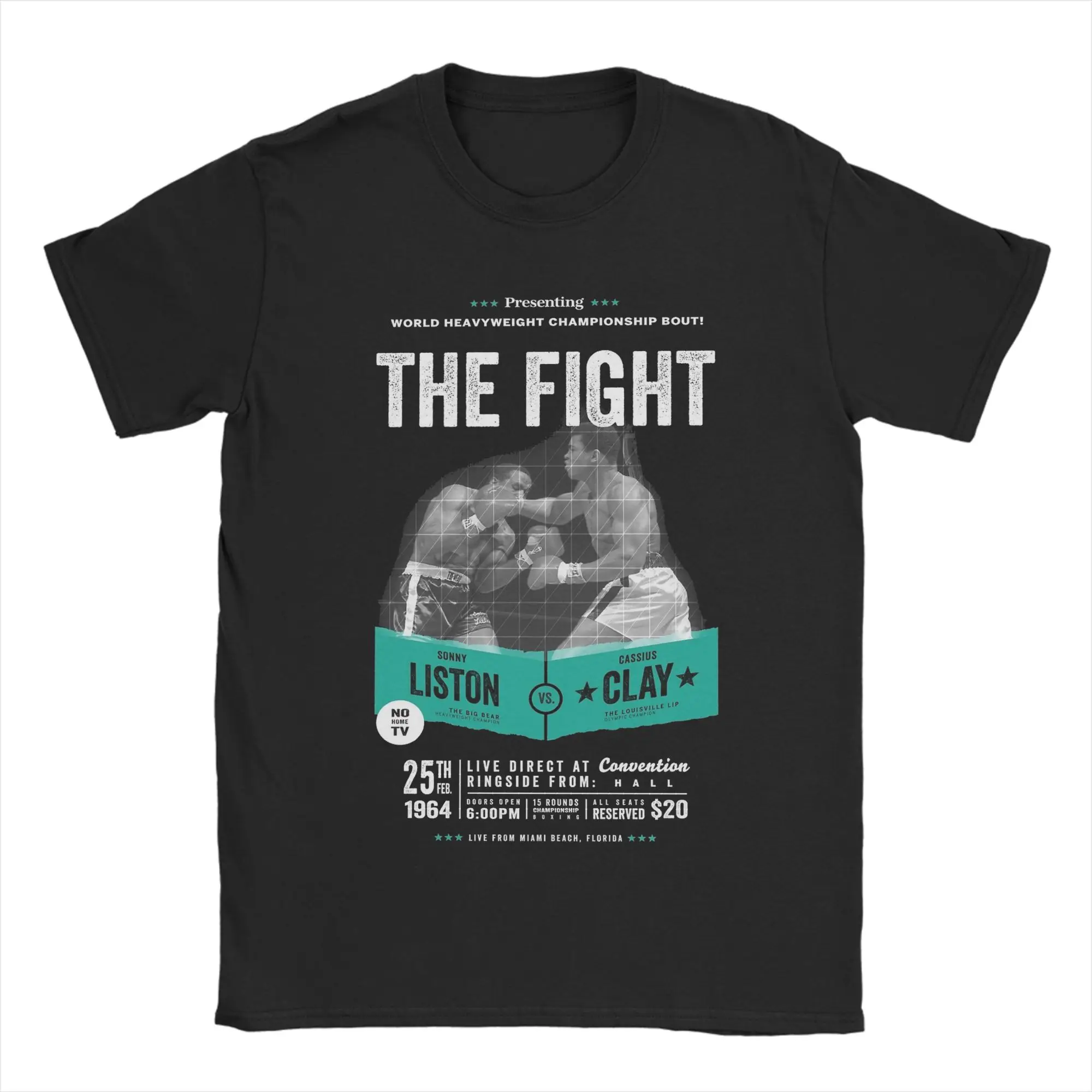 Cassius Clay vs Sonny Liston Ali camisetas de boxeo para hombres cuello redondo Camiseta de algodón puro camisetas de manga corta Idea de regalo ropa