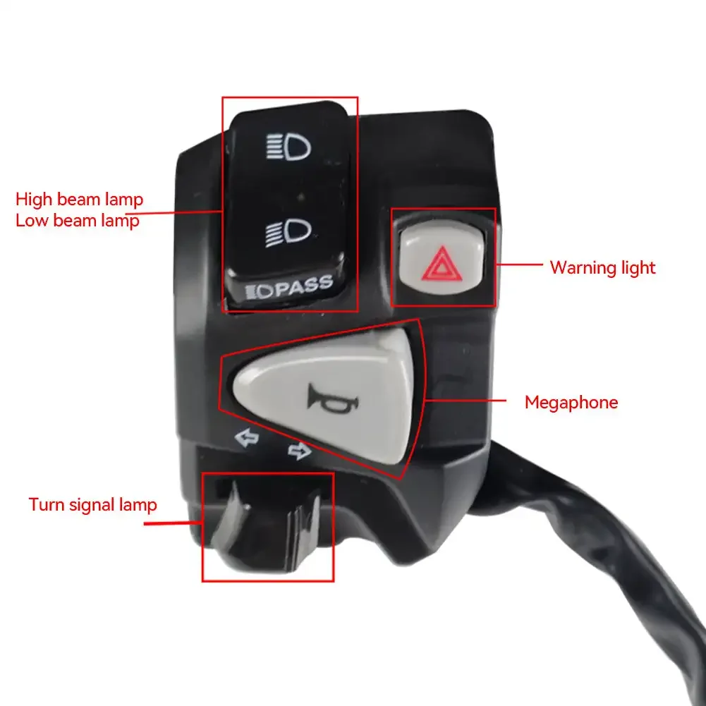 Motorcycle Handle Switch with Hazard Light Plug Horn Warning Light Turn Signal Passing Light Button For Honda Click150 Left