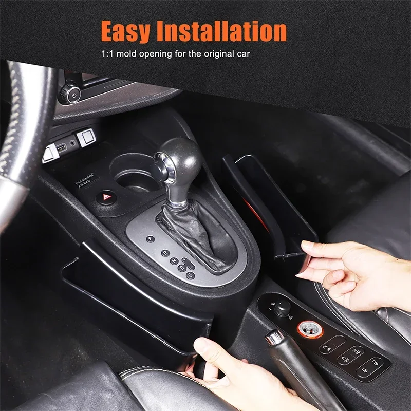 ABS Black For Seat Leon 2008-2012 car central control gear storage box mobile phone tray car interior accessories 2Pcs