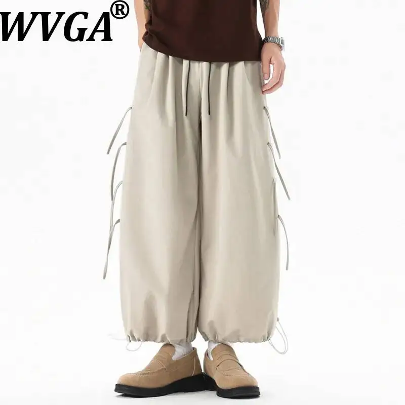 

WVGA Spring Summer New Men's Straight Versatile Lantern Pants Wide-Leg Oversized Trendy Niche Casual Cropped Trousers Ins W25018