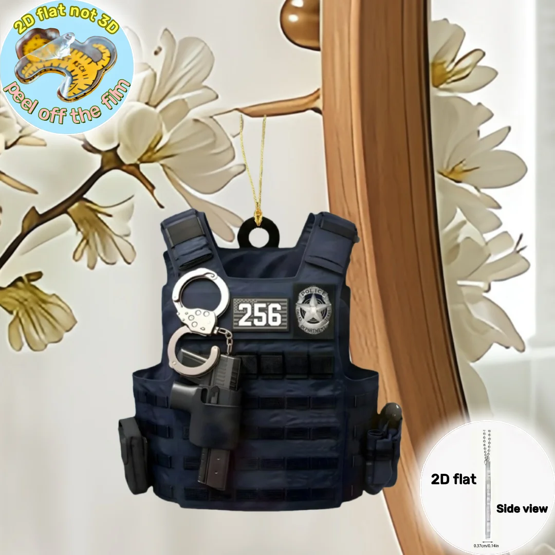 Police Uniform Pendant Keychain,Police Themed 2D Flat Acrylic Ornament Charm,Hanging Decoration for Car,Bags,Festive,Party,Gift