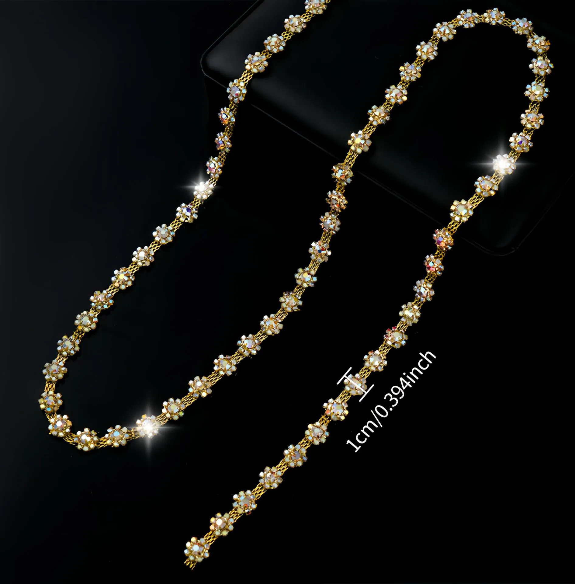 10 Yard Strass-Kette Kristall-Diamant-Accessoires DIY-Basteleien Hochzeitsdekoration Geschenk Sonnenblumenform Glänzendes Strass-Band – Detail 5