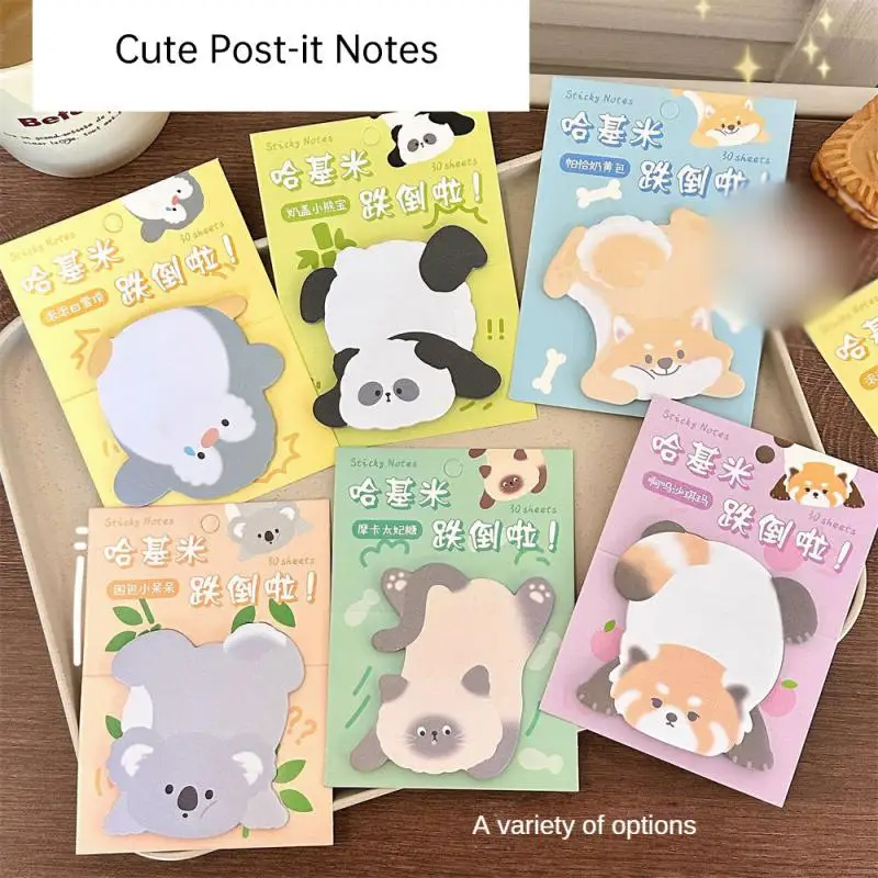 30 sheets Creative Cute Special-shaped Sticky Note Student Girl Heart Cartoon Animal High Sticky Classification Index Note Paper