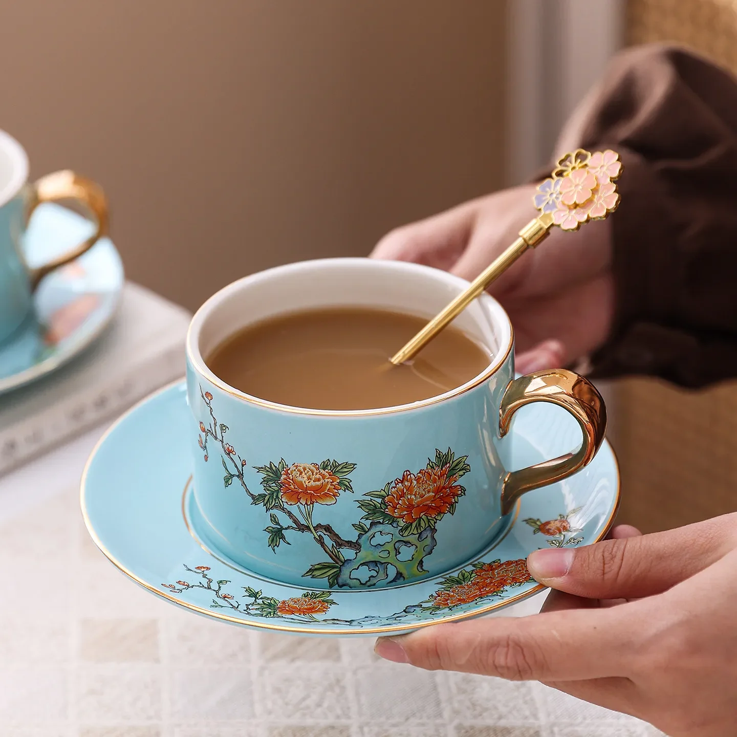 Suet jade ceramic coffee cup set tracing Phnom Penh afternoon teacup high value gift
