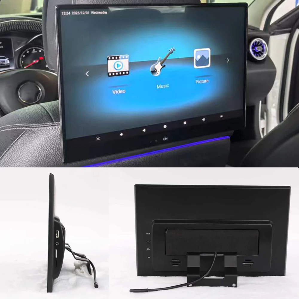 

13.3" Car Headrest Monitor Display IPS Android 16 4G+64G Touch Screen For Audi A6 A8 Q7 Q8 Car Rear Seat Player Dual HDMI Music