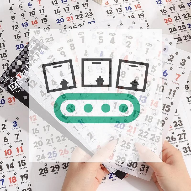 365 Days Date Label PET Stickers - Waterproof Die-Cut Stickers For Planner Journal Scrapbook DIY Hand Account Decoration