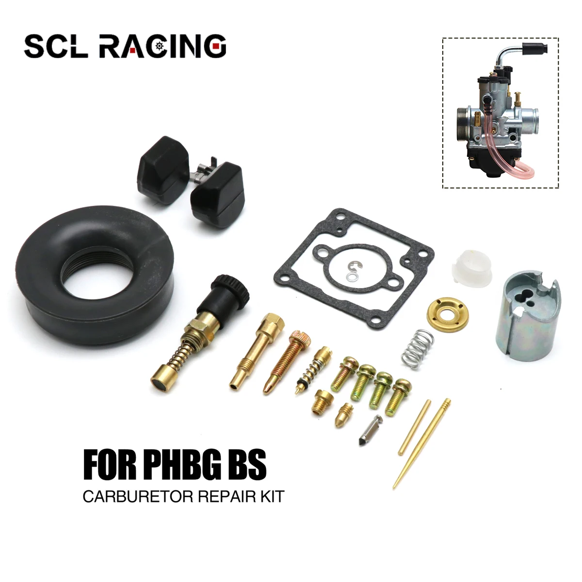 SCL Racing For Dellorto PHBG BS 21mm Carburetor Repair Kit With Gasket Float Spring Needle valve For PHBG Repair Kit Racing Bike