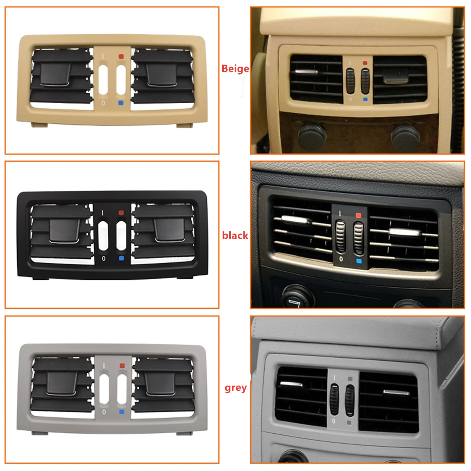 

Car Rear A/C Air Vent Grill Panel Cover Conditioning Outlet Frame For BMW 5 Series E60 E61 2003 2004 2005 2006 2007 2008 2009