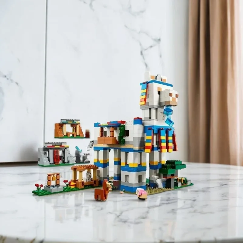 1252pcs neue Spielwelt Reparatur Alpaka Dorf kreative Baustein Modell pädagogische Kinder Geschenk