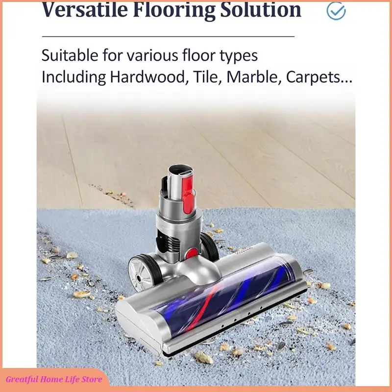 

AT59 For Dyson V15 V11 V10 V8 V7 Hardwood Floor Cordless Stick Vacuum Cleaners With LED Headlights Soft Roller Brush Head