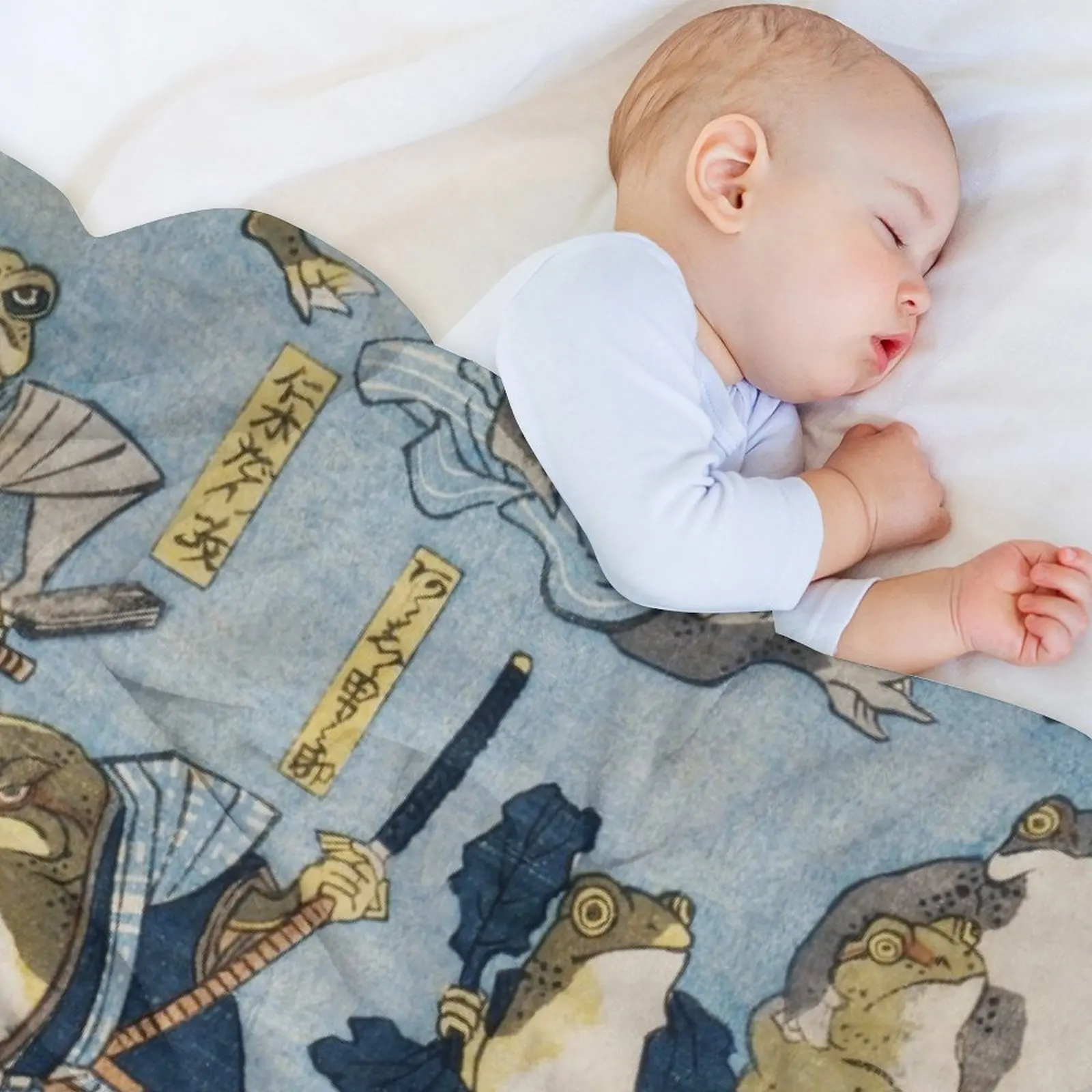 Famous heroes of the Kabuki stage played by Frogs - Utagawa Kuniyoshi Throw Blanket Softest Furrys Blankets For Baby Blankets