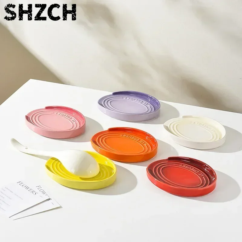 Porcelain Spoon Rest,Ceramic Large Utensils Holder for Stove Top,Kitchen Counter Cooking Tools Organizer, Spatula Ladle Tongs
