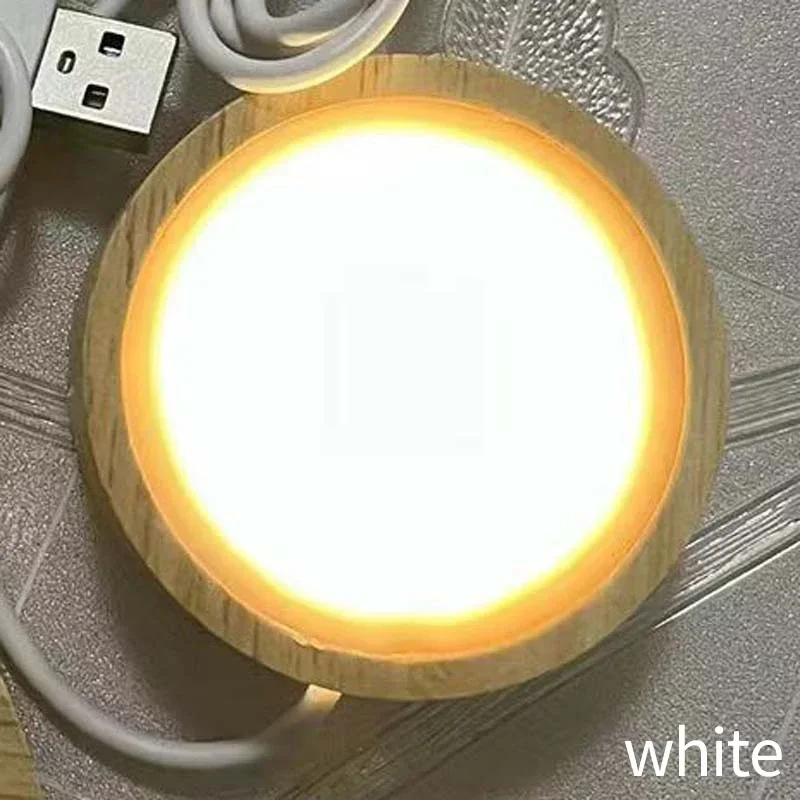 6/8/10CM LED Night Light with Wood Base DIY Resin Wine Bottle Decor Table Lamp Glass 3D Decorative Ball Acrylic Decoration