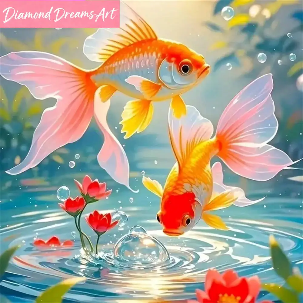 DIY Diamant-Stickerei Fisch-Gemälde Tiermuster für Erwachsene Anfänger Diamant-Mosaik Wanddekoration
