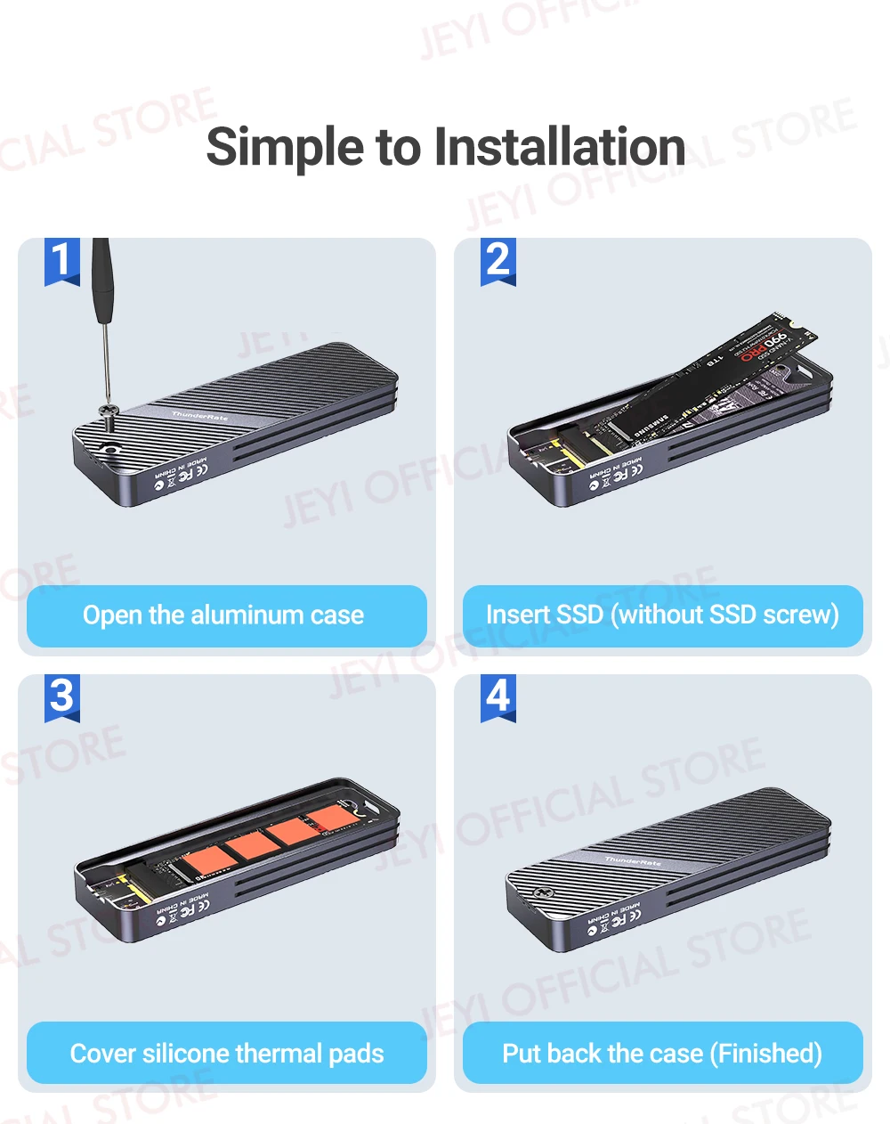 JEYI Visual Smart M.2 NVMe NGFF SSD-Gehäuse, unterstützt 5s-Schreibschutz, 3s Re-connect, USB 3.2 Gen2 10 Gbit/s, UASP-Trimmung – Detail 15