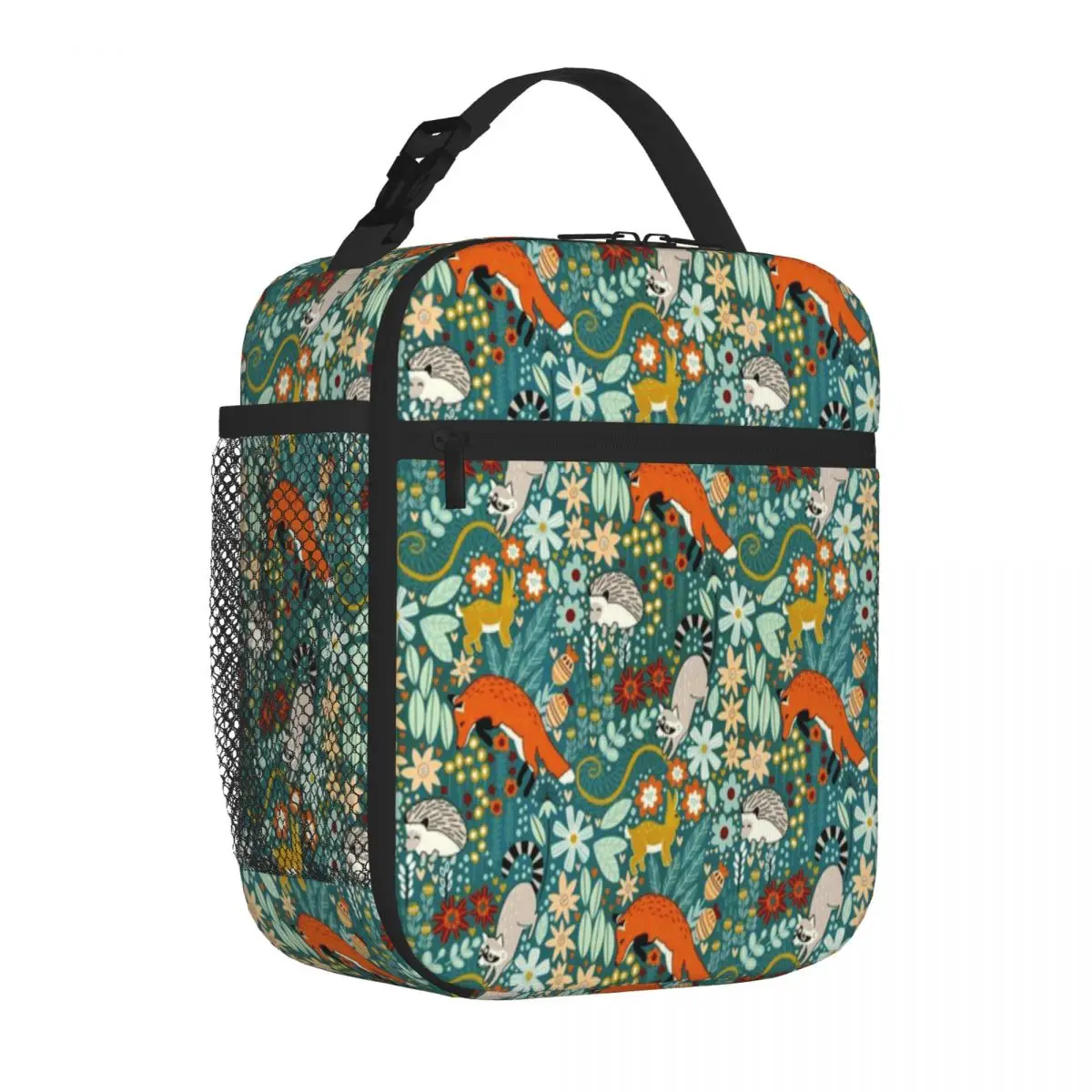 Hot Sale Textured Woodland Pattern Tropical Insulated Tote Homeschool Dining Canvas Lunch Bag