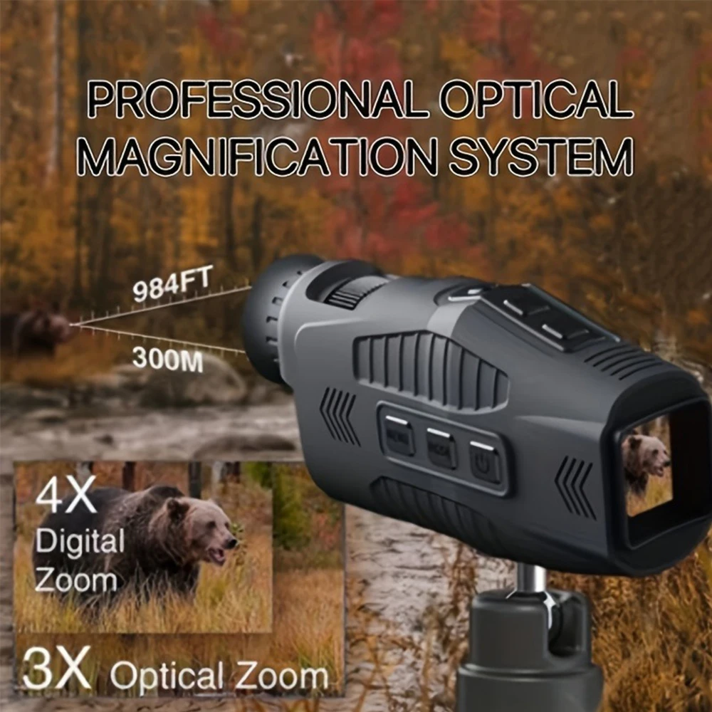 Night Vision Monocular With All Black Vision, Suitable For Night Photography, Video Recording, Hunting, Camping, Fishing