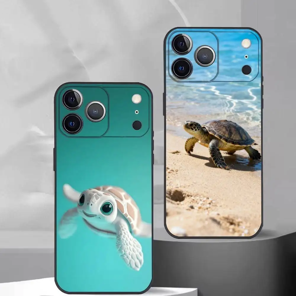 

Cute Little T-Turtle Phone Case For iPhone 17, 16,15,14,13,12,11 Plus,Pro Max, Others Soft Black Cover