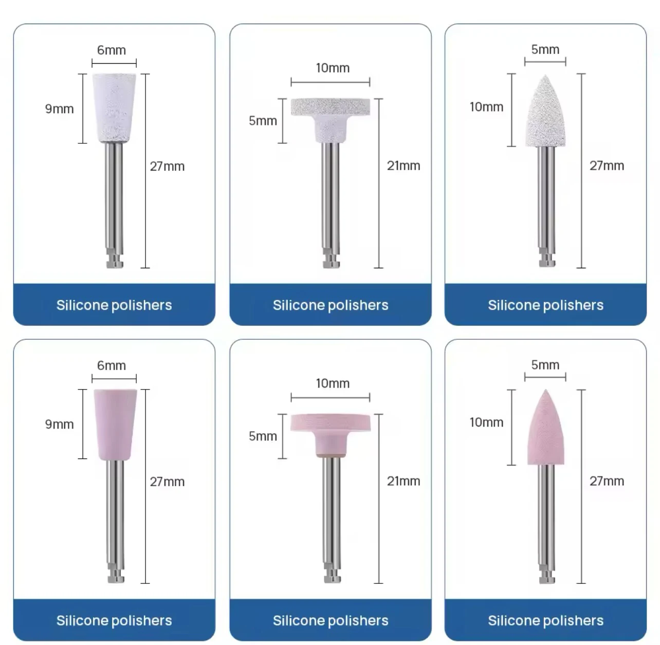 Dental Polishing Set Silicone and Brush Grinding Head Mixed Polishing Set For Low Speed Handpiece Tools 12 Pcs/Box BS1201-1