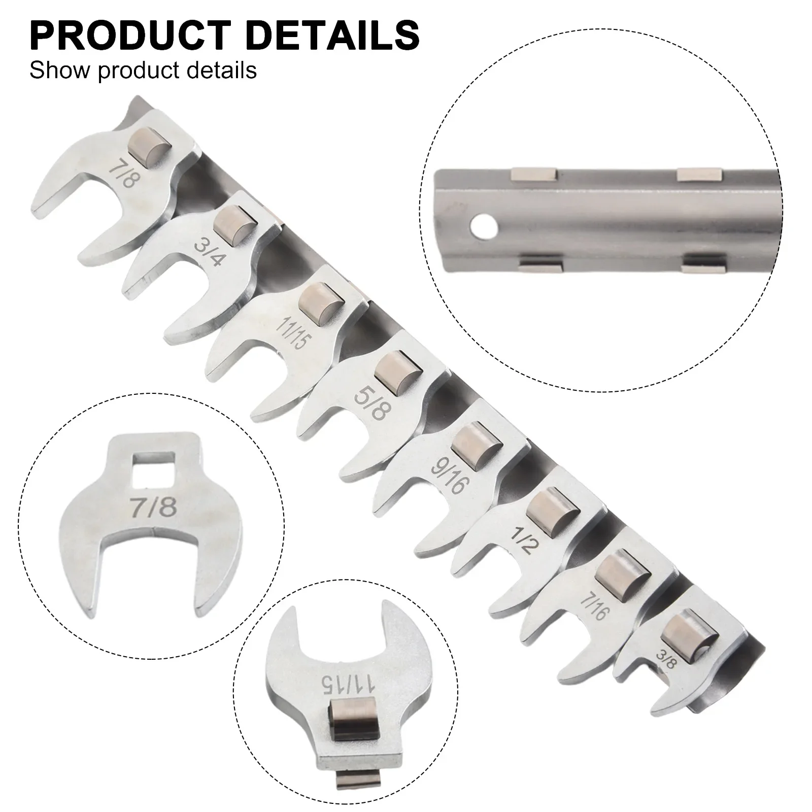 8Pcs 3/8 Inch Drive Wrench 3/8-7/8 Imperial Foot Open End Spanner Wrenches Keys Movable Open Ratchet Wrench Open End Spanner