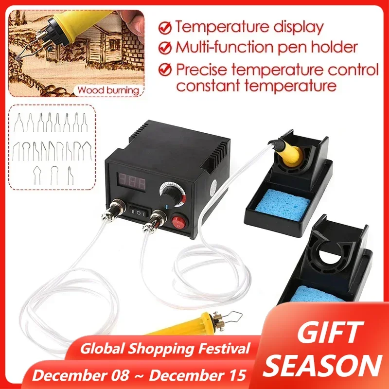 Wood Burner Wood Burning Tool Kit Adjustable Temperature Digital Display Pyrography Pen Machine Electric Soldering Iron 220/110V