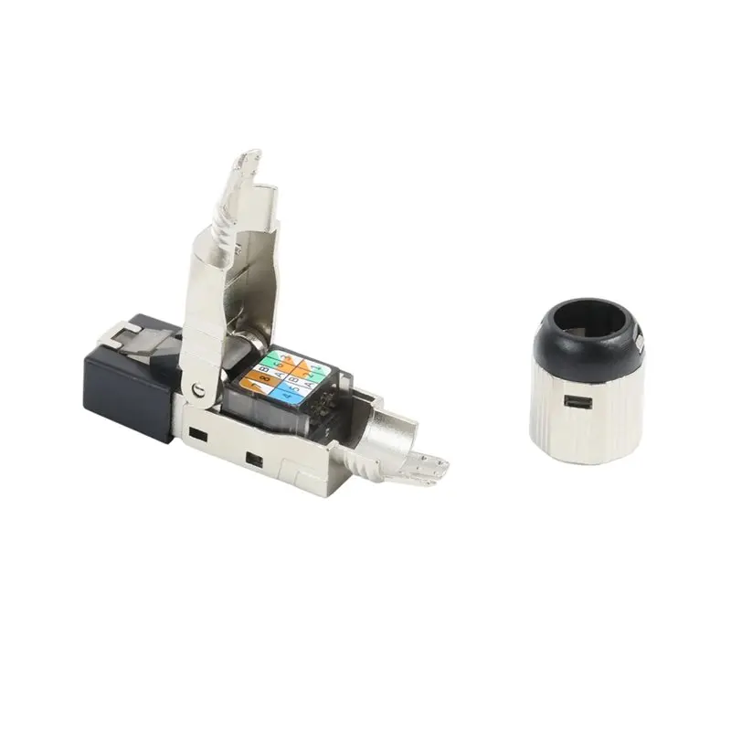 AAAEL-Toolless 8PCS RJ45 Cat6a Shielded Modular Termination Plug Connector 2000Mhz 40G LAN Cable For 22AWG-24AWG
