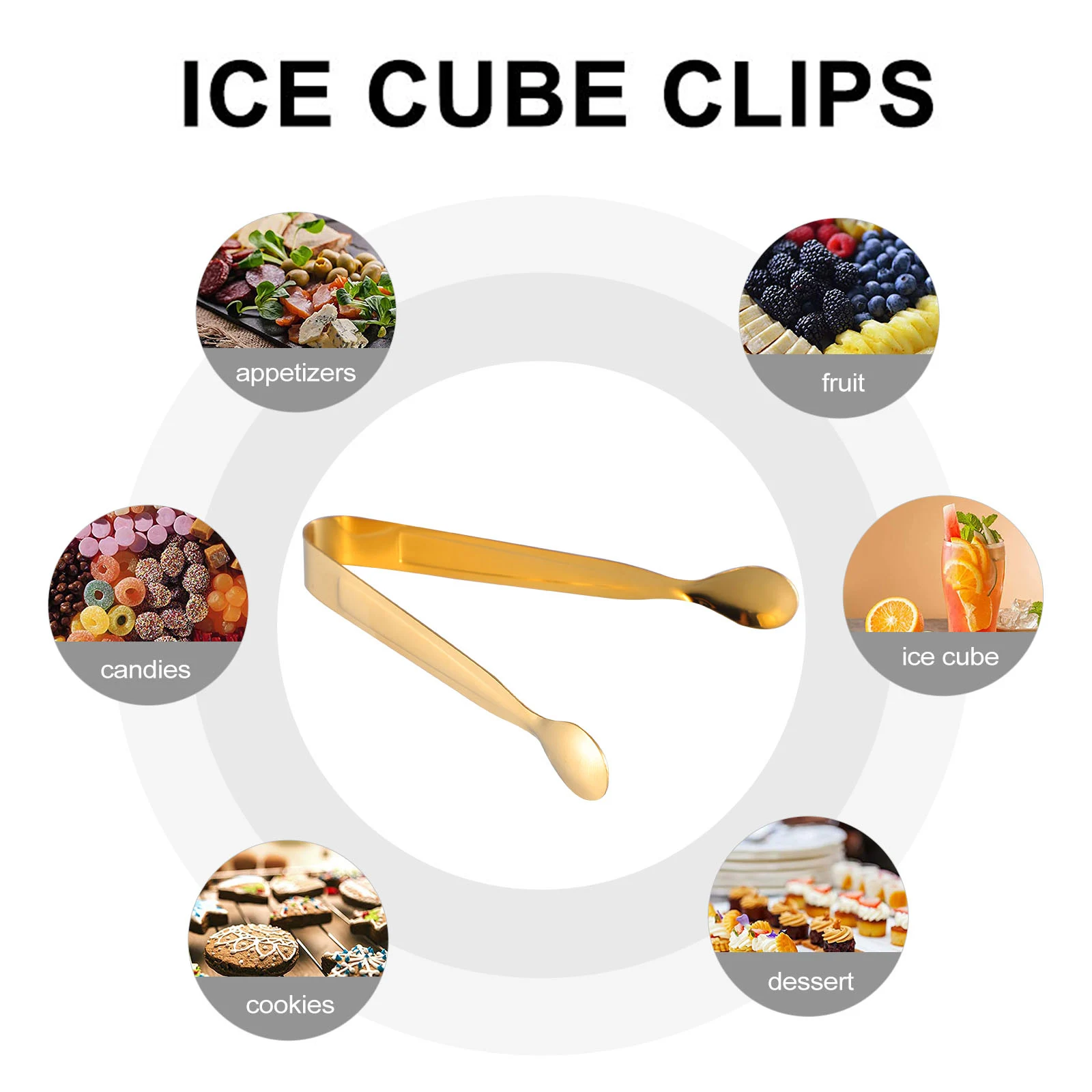 

8pcs Stainless Steel Ice Clip Sugar Tongs Food Serving Tools for Kitchen Barbecue Party Buffet Coffee Tea Whiskey Drinks