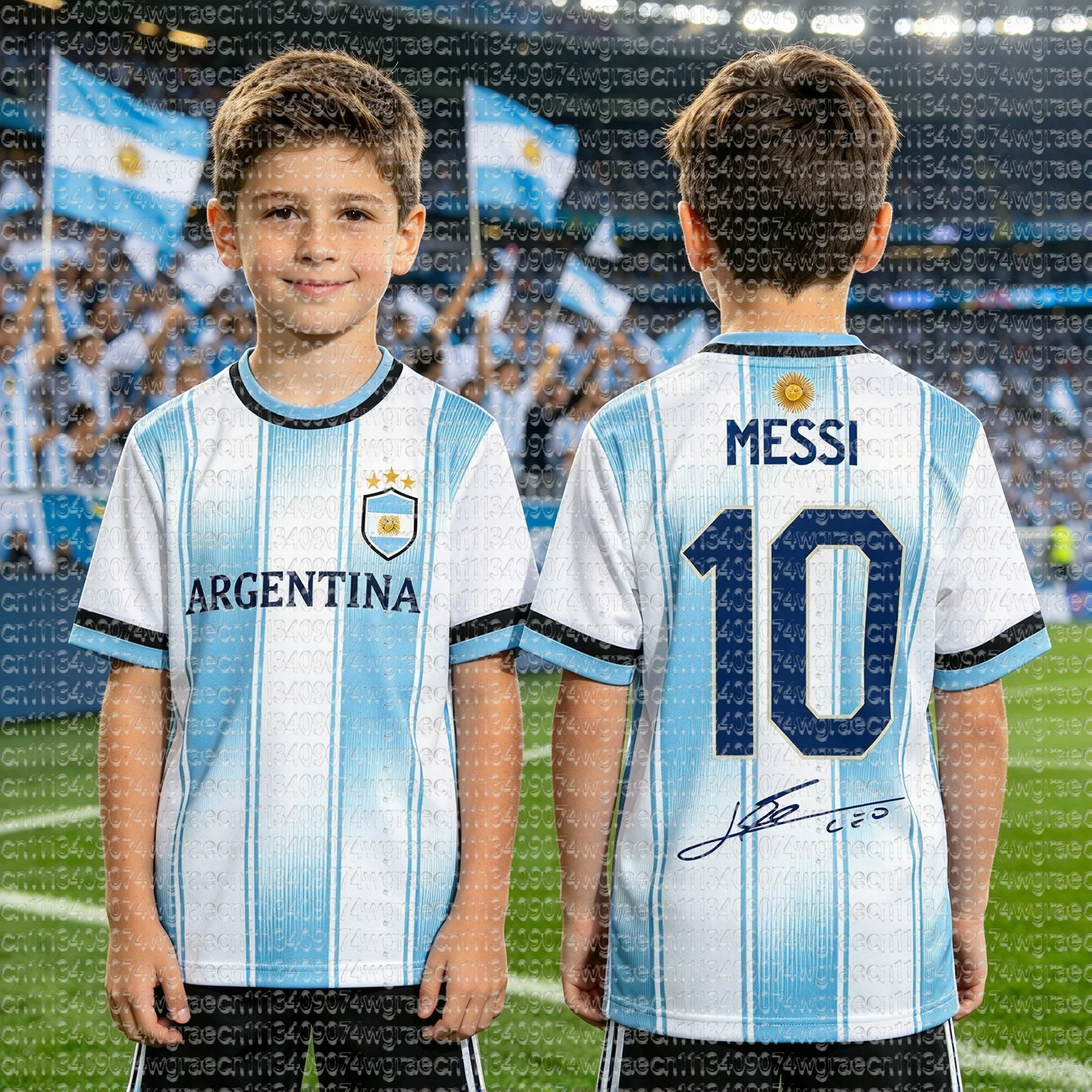 Special Argentina Fan Messi NO.10 Soccer Jersey New Men’s Women Tee Children Parent Child Quick Dry Short Sleeves Kids Tshirt