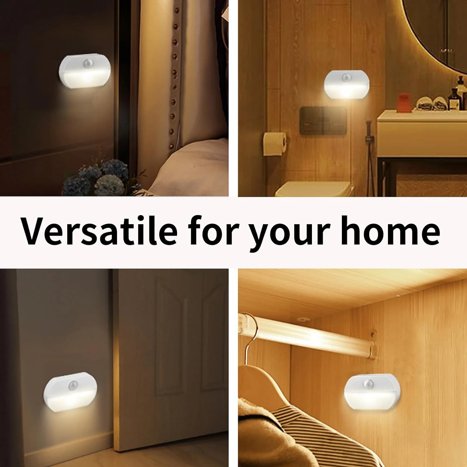 Conjunto conveniente e elegante de 6 luzes noturnas LED com sensor de movimento sem fio para máxima segurança e conveniência - Stick-Qualquer prático