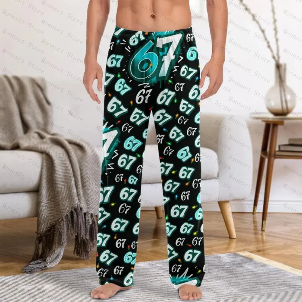 العصرية 67 عيد الميلاد بنطلون بيجاما ستة سبعة أرقام ميمي بيجامة بانت عيد الميلاد ستة سبعة منامة السراويل gen Z الملابس المتسكعون