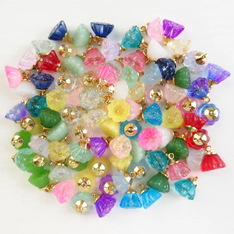 

24Pcs/lot 10mm Transparent Colored Glass Lotus Seedpod of the Lotus Crystal Pendant DIY Necklace Earring Jewelry Making Findings