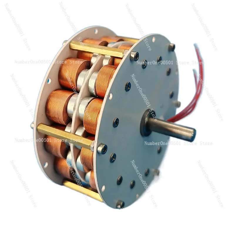 Double-layer high-power disc-type iron-core generator, ultra-low speed, high efficiency, multi-pole strong magnetic three-phase