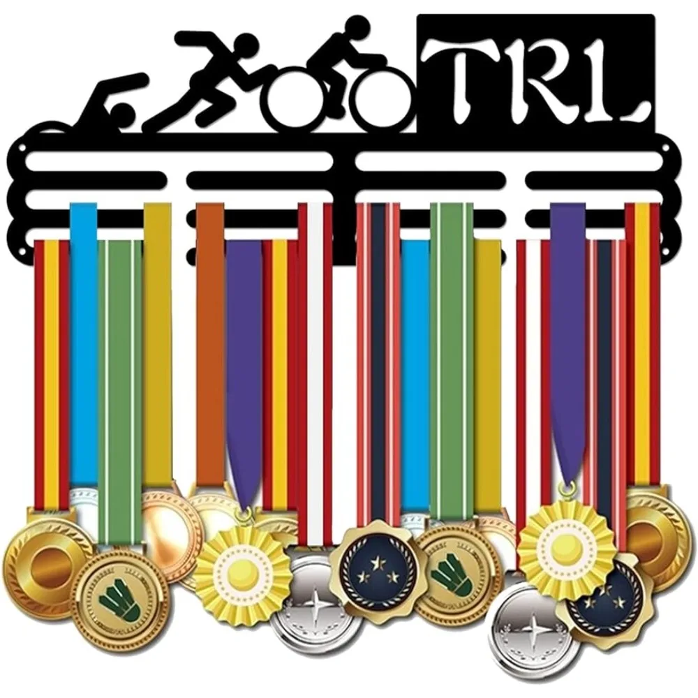 

Triathlon Medal Holder Display Hanger Rack Frame Swim Bike Run Medals Hanger Sports Medal Hook Storage Organizer Hanging Bars