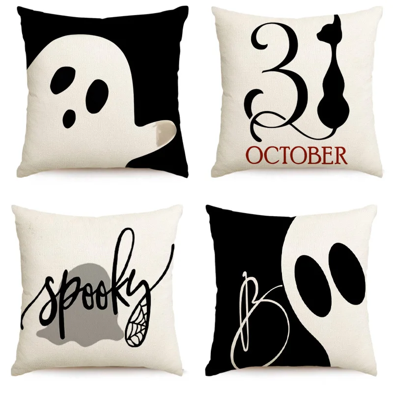 

Halloween Decor-Throw Pillow Covers 45x45cm Set of 4,Pillow Case for Couch Fall Christmas Holiday Party Decoration