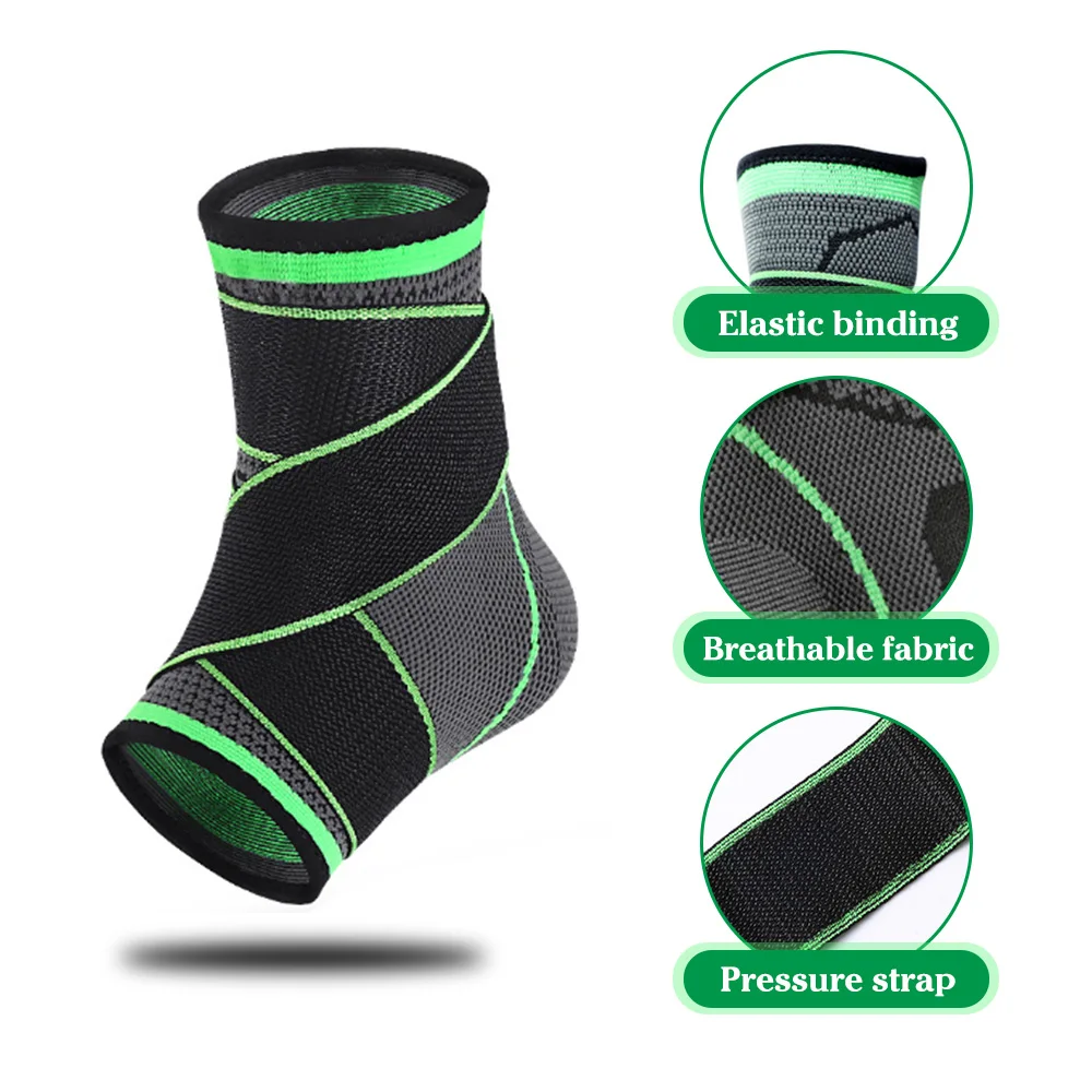 1PC Ankle Support Brace Adjustable Strong Compression Knittd Ankle Sleeve for Men and Women Sports Training Protection Bandage